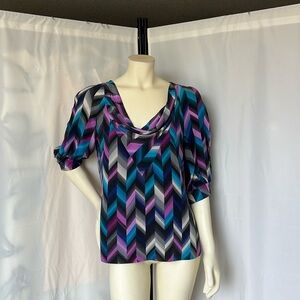 Trina Turk Silk Geometric Print Blouse